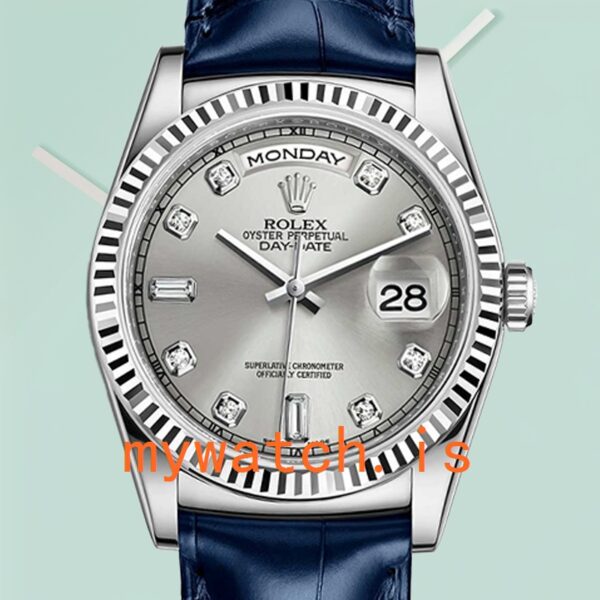 Rolex Day-Date Mens m118139-0081 36mm Silver-tone Leather Strap: A Timeless Masterpiece