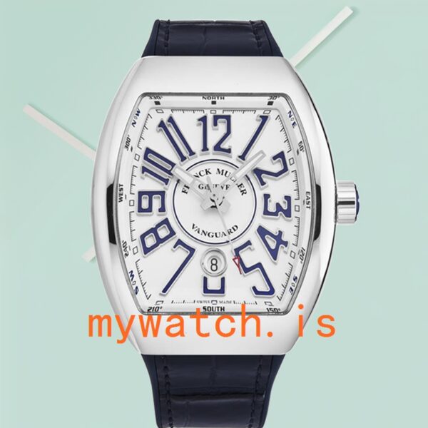 Franck Muller Vanguard Mens 45SCWHTWHTBLU-1 45mm White Dial: A Masterpiece of Luxury Watchmaking